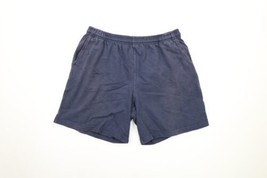Vtg 90s Streetwear Mens XL Faded Blank Above Knee Dad Shorts Cotton Navy Blue - £31.28 GBP