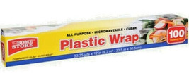 CLEAR WRAP Microwaveable cling Plastic Food Film Roll 100&#39; x 12&quot; = 100 s... - £14.19 GBP