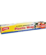 CLEAR WRAP Microwaveable cling Plastic Food Film Roll 100&#39; x 12&quot; = 100 s... - £13.97 GBP