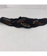 Magid Womens Beaded Belt Size Small Black Silk Blue Red Silver Bead Vint... - £15.30 GBP