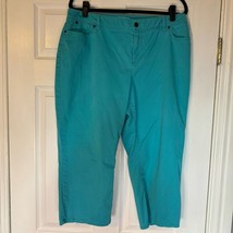 Talbots Curvy Aqua Crop Pants 16P Stretch Cotton Capri Comfort Fit - $24.99