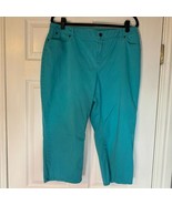 Talbots Curvy Aqua Crop Pants 16P Stretch Cotton Capri Comfort Fit - $24.99