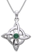 Jewelry Trends Sterling Silver Celtic Good Luck Knot Pendant with Green Glass St - £46.19 GBP