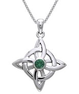 Jewelry Trends Sterling Silver Celtic Good Luck Knot Pendant with Green ... - $81.62 CAD