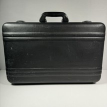Zero Corporation Plastic Jet Black Hardshell Briefcase 21&quot; x 13&quot; x 7&quot; Vtg - £54.29 GBP