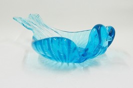 Blue Art Glass Dove Bird Trinket Dish Cigar Cigarette Ashtray Candle Holder - £23.69 GBP