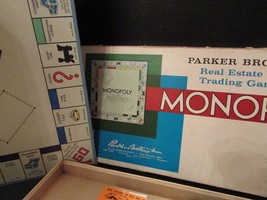 VTG 1961 PARKER BROTHERS MONOPOLY BOARD GAME USED SOLD AS IS PIECES ARE ... - $7.02