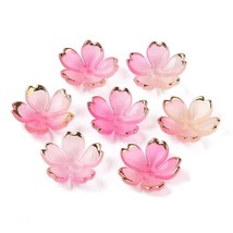 10 Flower Bead Caps Translucent Acrylic Pink Ombre Floral Jewelry Suppli... - $4.34