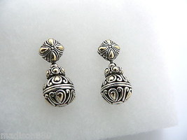 John Hardy Earrings Silver 18K Gold Textured Danging Dangle Studs Gift Love Art - $398.00