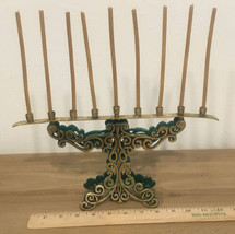 Vtg Menorah Vintage Brass Candle Holder RARE 9 branches Made In Israel - £94.00 GBP