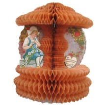 Vintage Valentine Beistle Honeycomb Paper Puff Dutch Girl Flower Wreath ... - £23.53 GBP