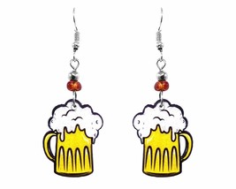 Beer Mug Graphic Dangle Earrings - Womens Brewery Fashion Handmade Jewel... - $17.81