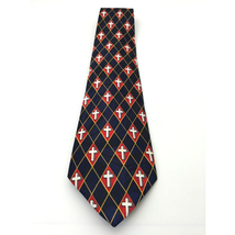 Steven Harris Mens Necktie Patriotic Blue Red White Argyle Cross Print H... - $13.85