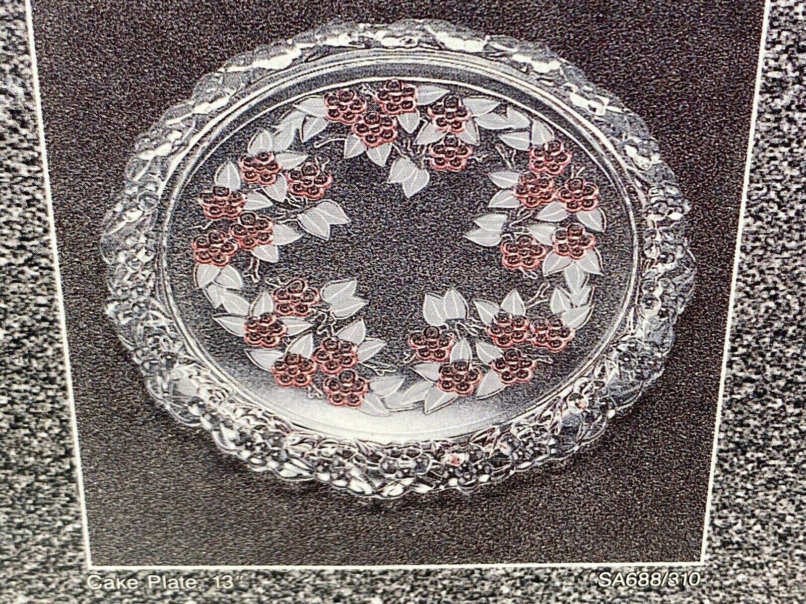 Primary image for Vintage HOME BEAUTIFUL Germany Festival CAKE Plate 13" Holly Berries Crystal New