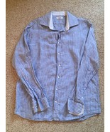 NerosFumato Mens Positano XL blue striped dress linen shirt. Made in Italy. - £21.13 GBP