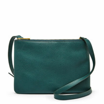 Fossil Sadie Indian Teal Leather Crossbody Green Dual Zip SHB1883380 NWT $128 FS - £75.07 GBP