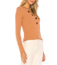 FREE PEOPLE Womens Blouse Oliver Henley Terracotta Brown Size XS OB1089294 - £39.53 GBP