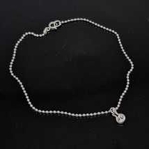 SU 925 Sterling Silver Ball Chain Ankle Bracelet Cubic Zirconia Charm An... - $24.95