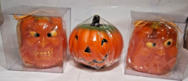 3 Halloween Pumpkin Jack-O-Lantern Novelty Candles lot New - £15.97 GBP