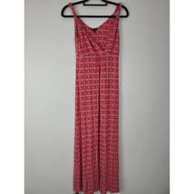 Gap Maxi Dress Medium Womens Red White Geometric Sleeveless V Neck Pullover - $25.63