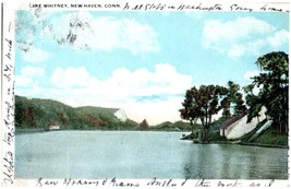 1921 Lake Whitney New Haven, Connecticut Postcard, Lake House, People On Shore - £7.69 GBP