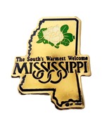 1980s Mississippi Magnolia State Flower Pin Enamel Filled Vintage Gold T... - $474.98 MXN