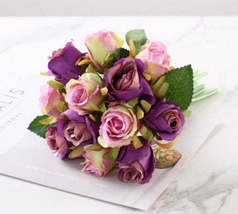 6 Colors 12PCS/set 25x16cm Artificial Rose Valentine&#39;s Day Flowers Wedding Bride - £13.81 GBP