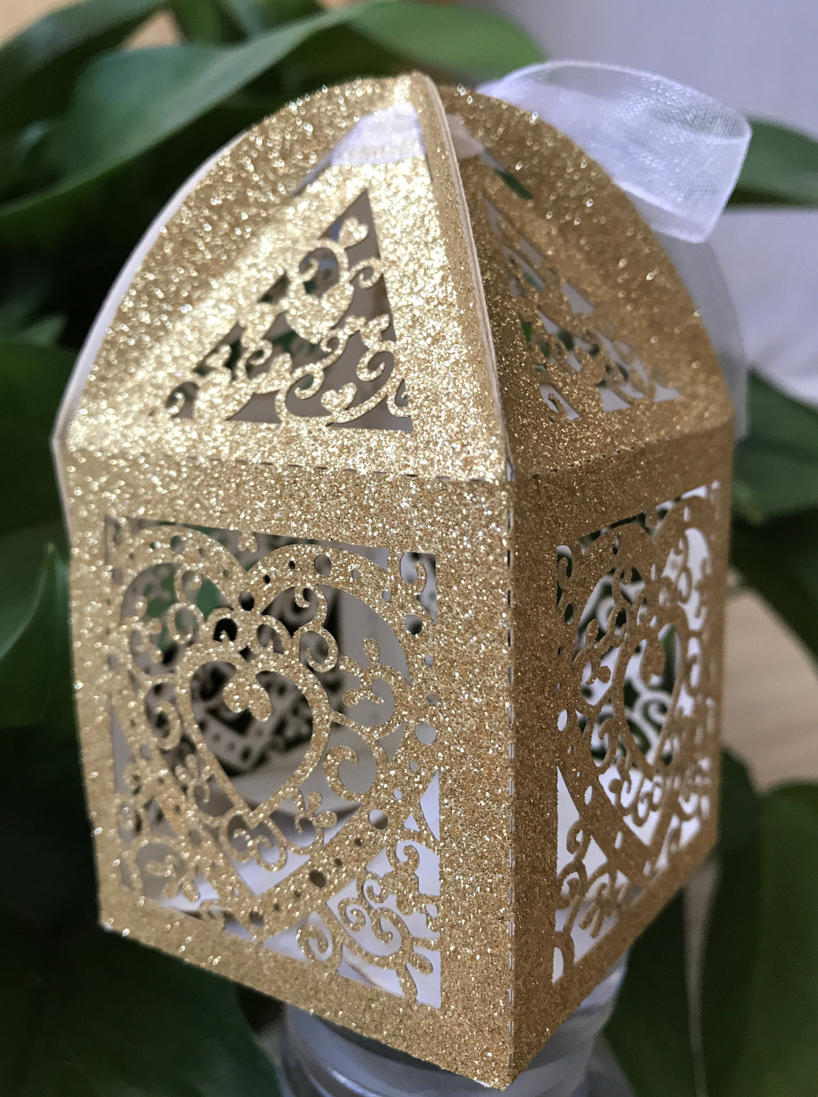 Primary image for 100pcs Glitter Paper Laser Cut Wedding Gift Boxes,Favor Box for Party Decoration