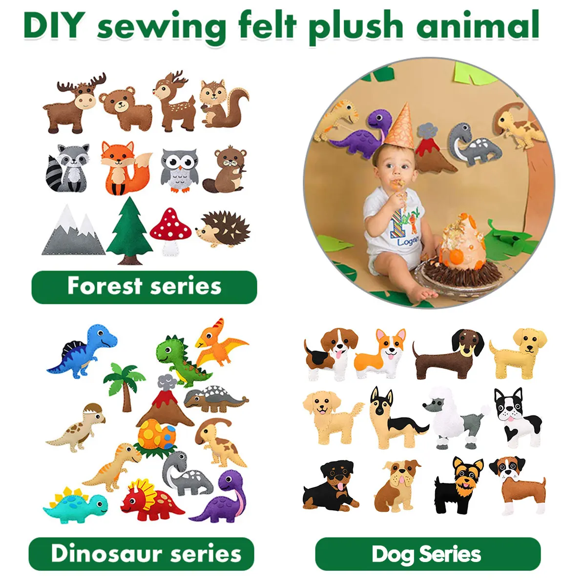 Play Woodland Animals Craft Kit Forest Creatures DIY Sewing Felt Plush Animals F - £36.05 GBP