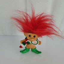 Vintage Merry Little Trolls Russ 3&quot; Christmas ELF Troll Santa&#39;s Elf Red ... - £11.62 GBP