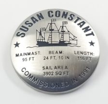 VTG Susan Constant Ship Commissioned In 1991 Black Silver Tone Enamel Lapel Pin - £10.45 GBP