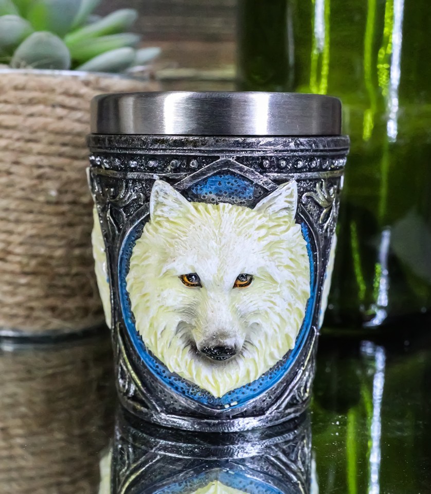 Full Moon Celtic Wicca Alpha White Wolf Spirit 2-Ounce Shot Glass Novelt... - $14.49