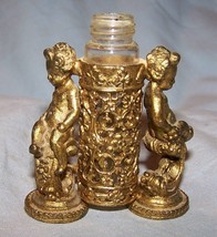 Vintage Ormolu Goldtone Filigree Perfume Bottle w/Cherubs-No Lid-#350 - £10.79 GBP