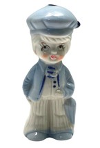 Little Dutch Boy Figurine Umbrella Blue White Porcelain 3.5&quot; - £11.88 GBP