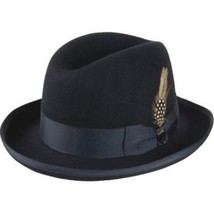 Men Bruno Capelo Dress Formal Hat Australian Wool Homburg Godfather GF102 Navy image 2