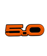 5.0 Car Emblem Badges Set of (2) Racing Aggressive Orange on Black Fende... - €27,80 EUR