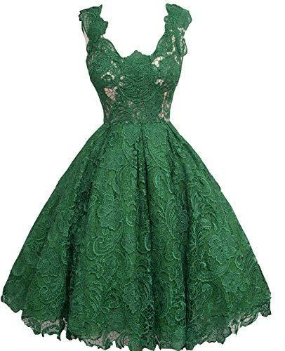 Kivary Lace Short Prom Homecoming Dresses A Line Cocktail Beige Emerald Green US