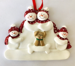 Snowman Family Christmas Ornament Parents 2 Kids &amp; Pet Dog Personalize DIY 3&quot; - £15.42 GBP