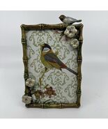 Enameled Metal Picture Frame 3D Birds Flowers Bamboo Rhinestone Crystals... - $32.00