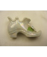 Vintage Japan Miniature Iridized Porcelain Shoe with Applied Flower - $14.84