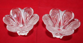 D&#39;arques Lead Crystal Granville Flower Shaped 2 Candle Holder Set Clear ... - £23.06 GBP