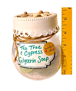 Tea Tree &amp; Cypress Glycerin Soap w/Floral Soap Imbeds Handmade Jar of 4 ... - £8.92 GBP