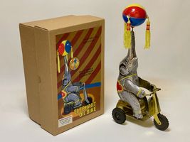 Retro Tin Toy &quot;Elephant on Bike&quot; - Whimsical Wind-Up Collector&#39;s Delight! - $20.00