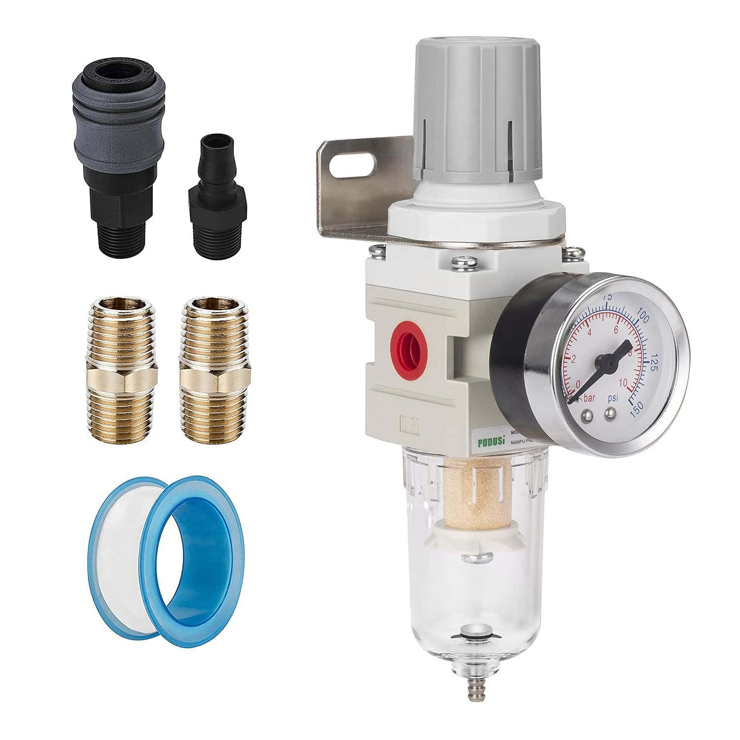 1/4&quot; Npt Compressed Air Filter Regulator Combo, Air Compressor Water Sep... - $41.95