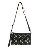 Montana West Crossbody Clutch Brown Coffee Genuine Leather Crystals &amp; Studs - $26.99