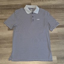 AFTCO Shirt Mens Medium Blue Stripe Polo Aftech Golf Fishing Stretch Per... - $27.71
