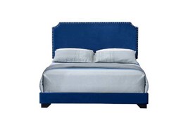 Haemon Queen Bed, Blue Velvet - $477.91 CAD