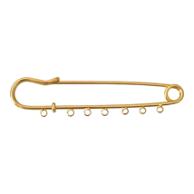 5 Gold Kilt Pins Celtic Safety Pin 7 Loops St Patricks Day 2 6/8&quot; Bead Findings - £4.00 GBP