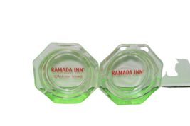 Vintage MCM Lot Of 2 Ramada Inn Glass Ashtrays 4.5&quot; x 4.5&quot; Advertising - £9.58 GBP