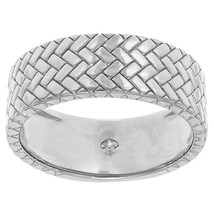 0.43 Ct Round Cut Moissanite 14K White Gold Plated Woven Textured Ring F... - €84,31 EUR